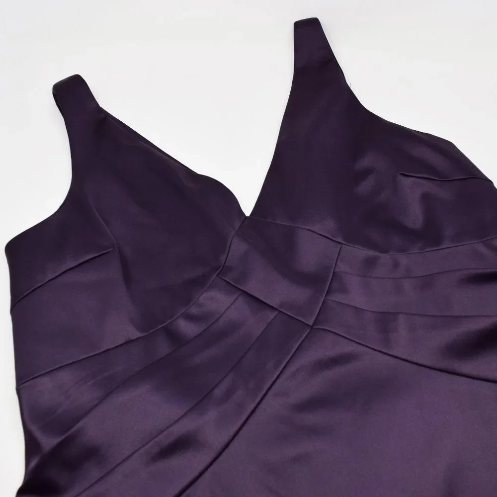 JS Collections Evening Cocktail Dress Women 16 Satin Eggplant Purple Event Prom - Picture 8 of 12